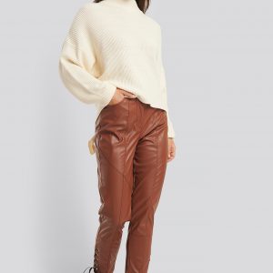 NA-KD Side Lace Up PU Pants